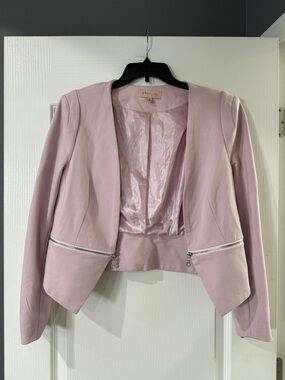 Philosophy Lilac Pink Cropped Blazer with Zipper Pockets Size Medium